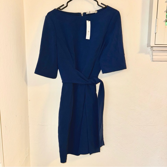 NWT Alice + Olivia Virgil Navy Blue Boat Neck Wrap Dress 12 - Picture 5 of 7